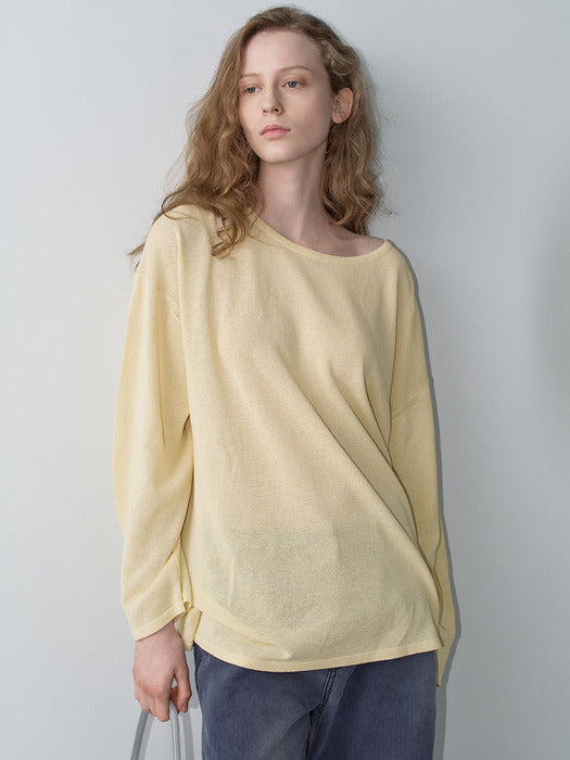 Facade Pattern Overfit Boat Neck Knitwear lemon