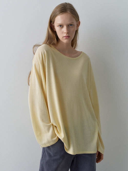Facade Pattern Overfit Boat Neck Knitwear lemon
