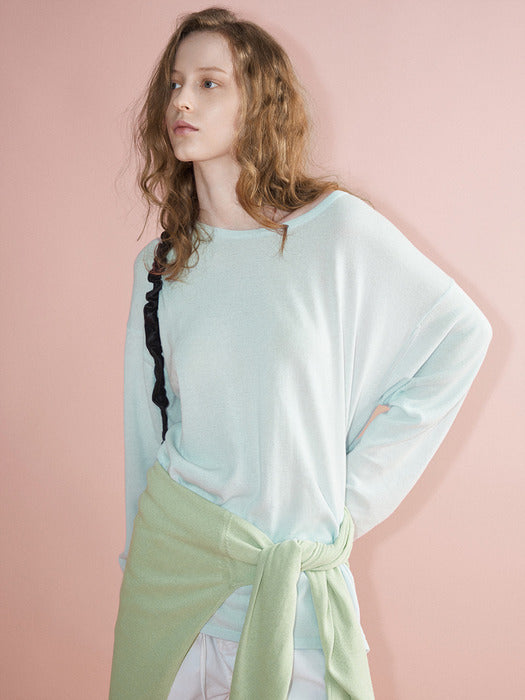 Facade Pattern Overfit Boat Neck Knitwear sky