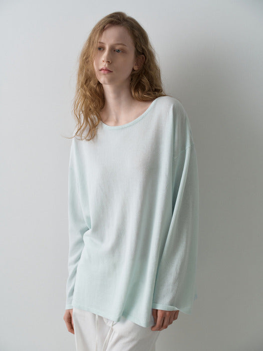Facade Pattern Overfit Boat Neck Knitwear sky