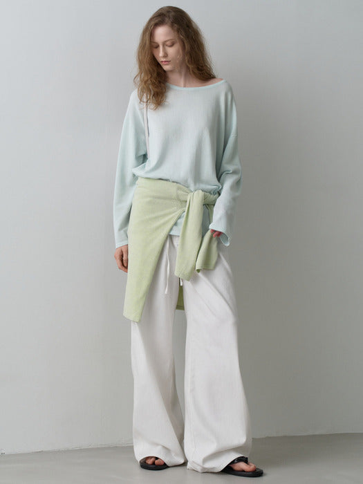 Facade Pattern Overfit Boat Neck Knitwear sky