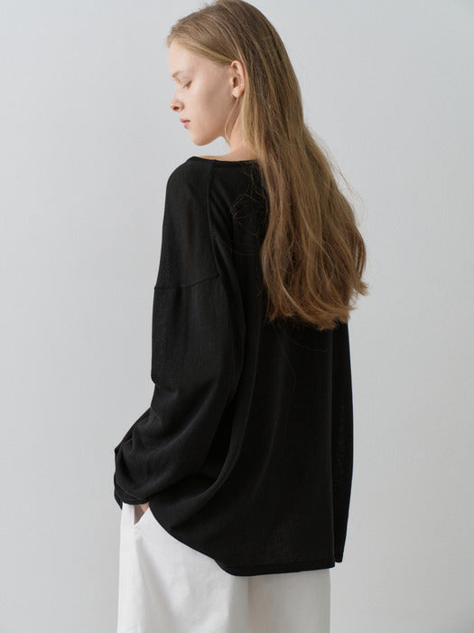 Facade Pattern Overfit Boat Neck Knitwear black