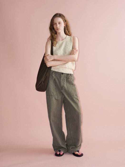 Facade Pattern String Fatigue Pants khaki