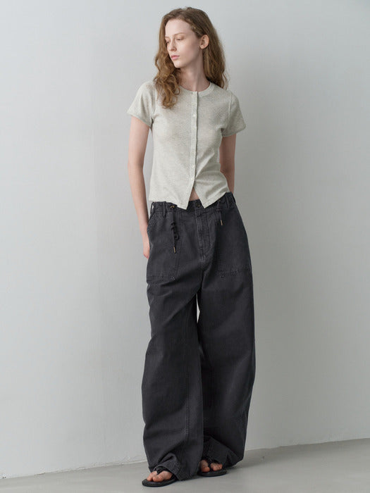 Facade Pattern String Fatigue Pants midnight navy