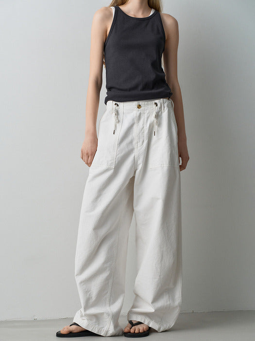Facade Pattern String Fatigue Pants white