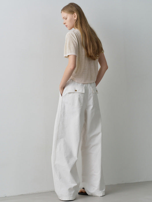 Facade Pattern String Fatigue Pants white