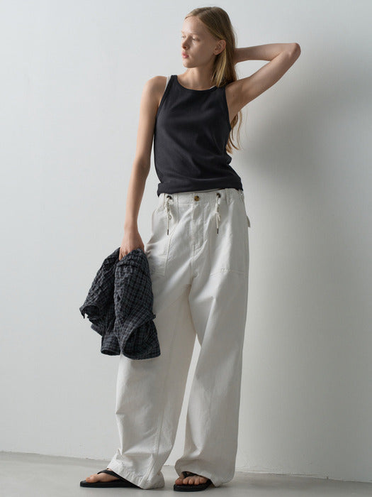 Facade Pattern String Fatigue Pants white