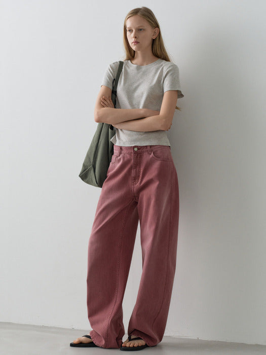 Facade Pattern Vintage Round Pants dusty red