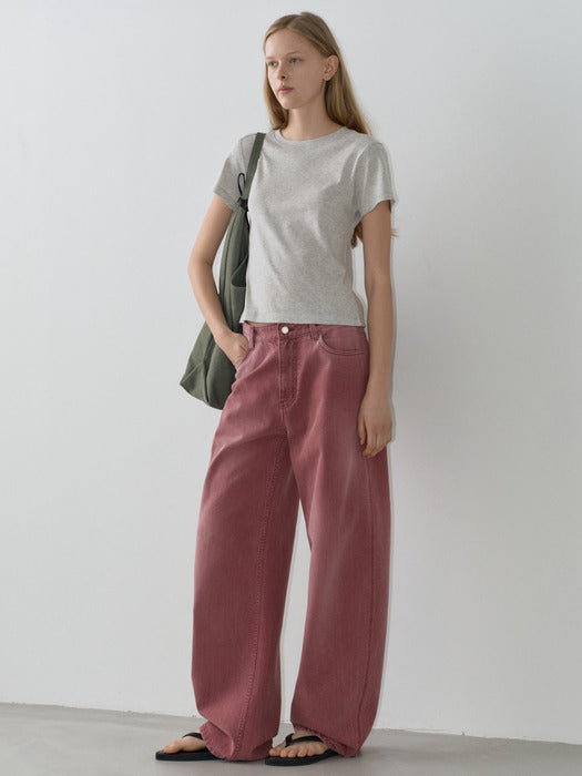 Facade Pattern Vintage Round Pants dusty red