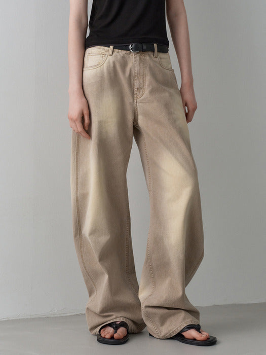 Facade Pattern Vintage Round Pants beige