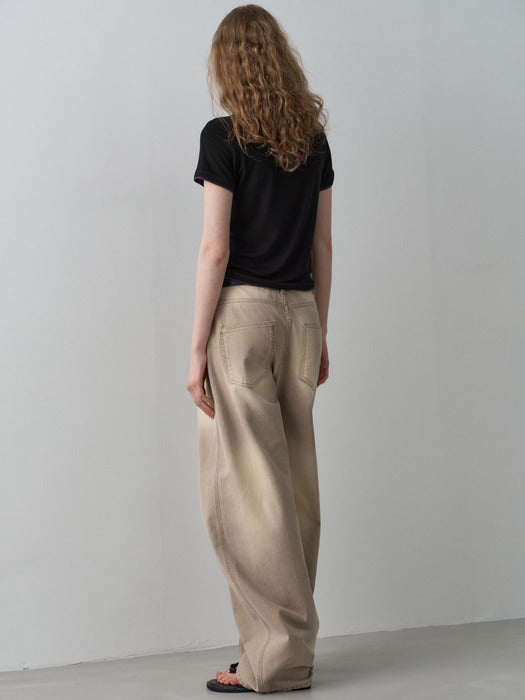 Facade Pattern Vintage Round Pants beige