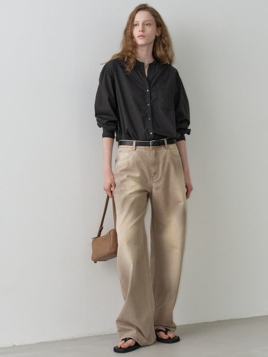 Facade Pattern Vintage Round Pants beige
