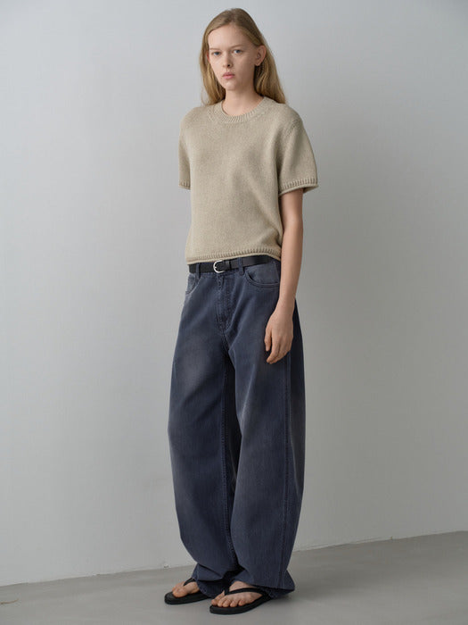 Facade Pattern Vintage Round Pants blue