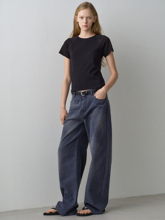 Facade Pattern Vintage Round Pants blue