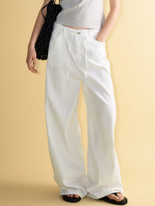 Facade Pattern Summer Wide Denim off white