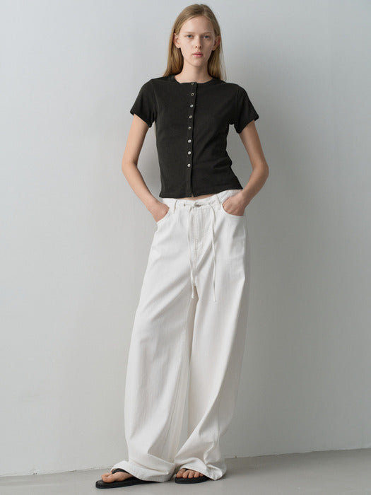Facade Pattern Summer Wide Denim off white