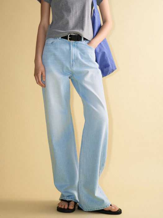 Facade Pattern High-waist Straight Denim pale indigo