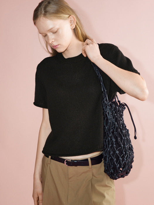 Facade Pattern Weave Shoulder Bag black