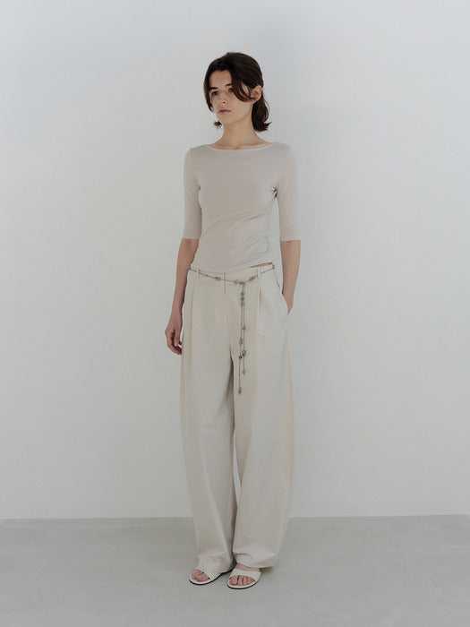 Moia backless cotton t-shirt (mist beige)