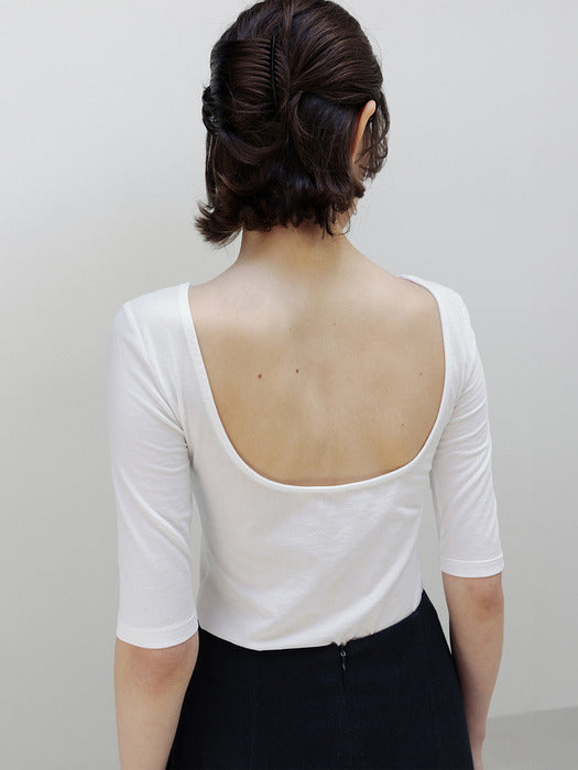 Moia backless cotton t-shirt (white)