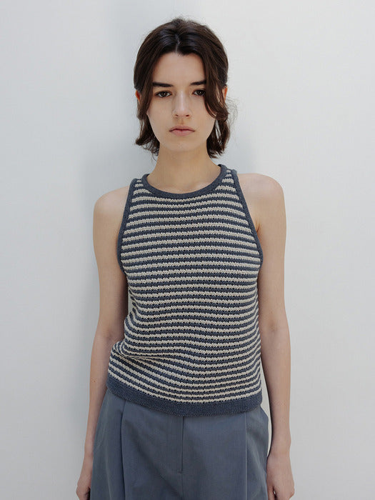 Moia wave knit top (blue mix)