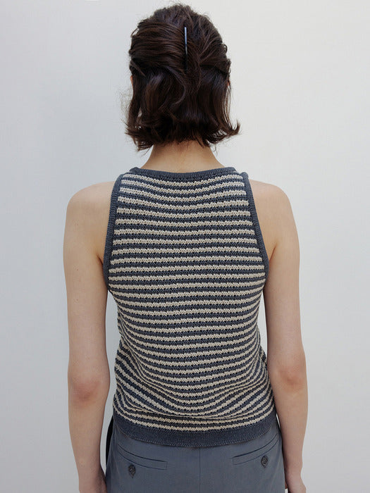 Moia wave knit top (blue mix)