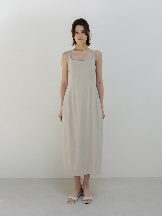 Moia viscose barrel dress (sand beige)