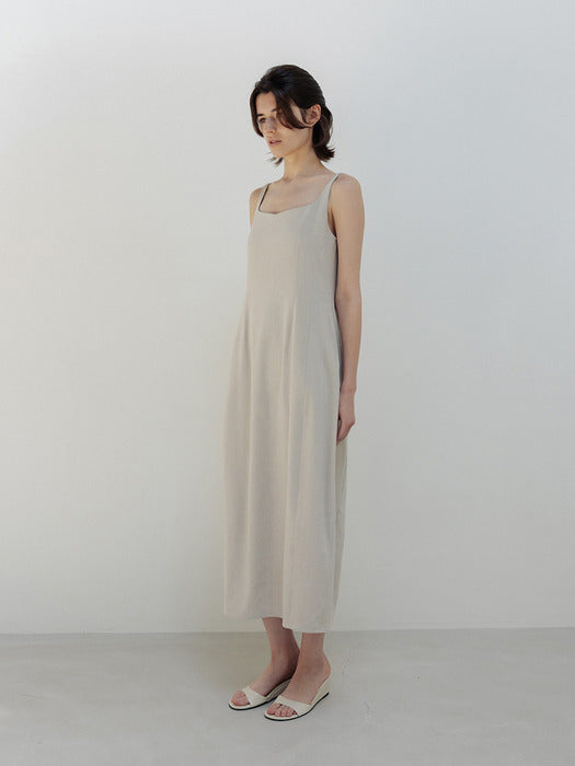 Moia viscose barrel dress (sand beige)