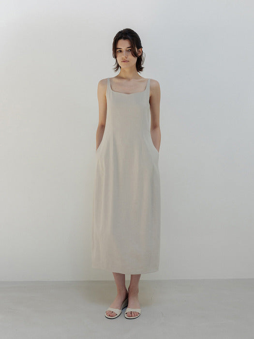 Moia viscose barrel dress (sand beige)