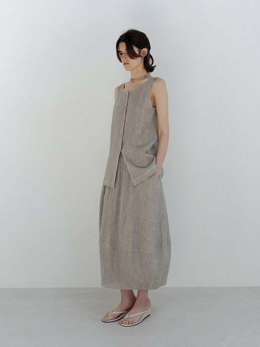 Moia wrinkle barrel skirt (ash beige)