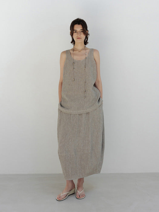 Moia wrinkle barrel skirt (ash beige)
