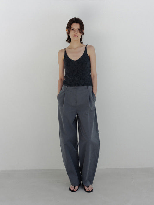 Moia one tuck wide pants (ash blue)