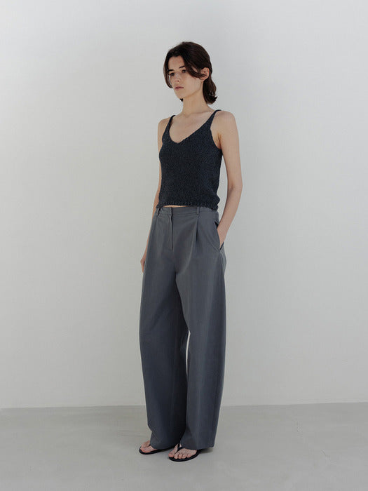 Moia one tuck wide pants (ash blue)