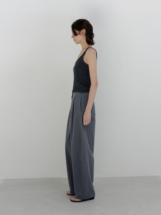 Moia one tuck wide pants (ash blue)