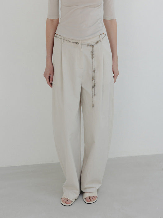 Moia one tuck wide pants (ecru)