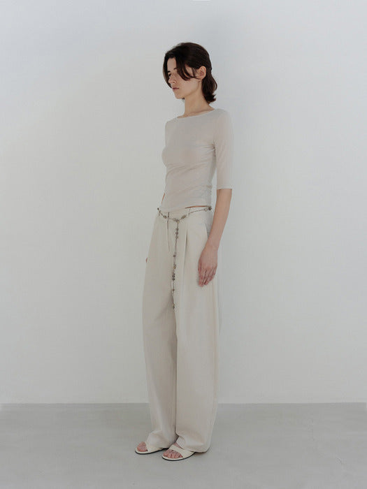Moia one tuck wide pants (ecru)