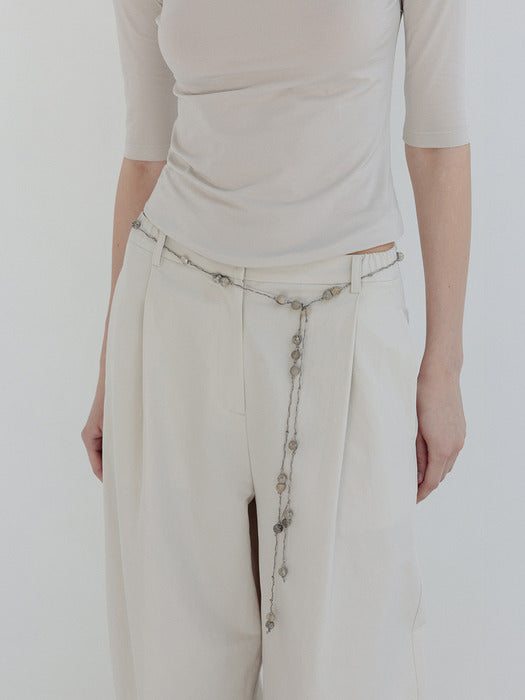 Moia one tuck wide pants (ecru)