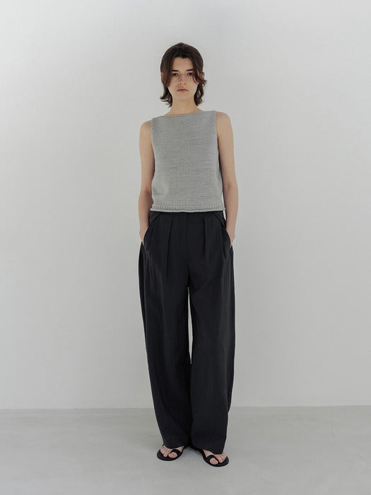 Moia airy tuck pants (charcoal)