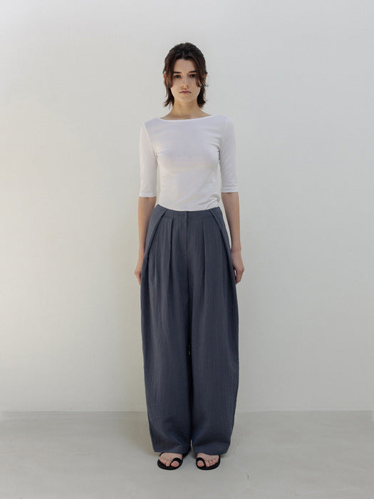 Moia airy tuck pants (slate blue)