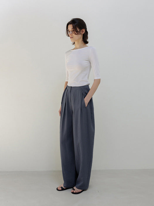 Moia airy tuck pants (slate blue)