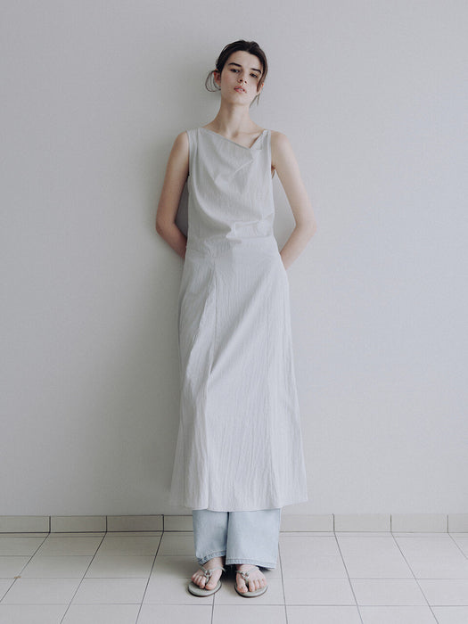 Loeuvre Asymmetric Cowl Sleeveless Solid Dress