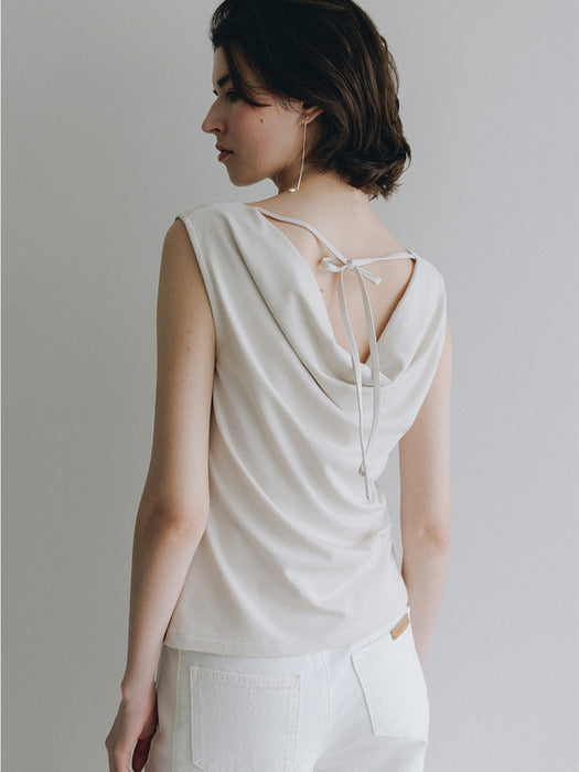 Loeuvre Button-Up Cowl Sleeveless Jersey Top