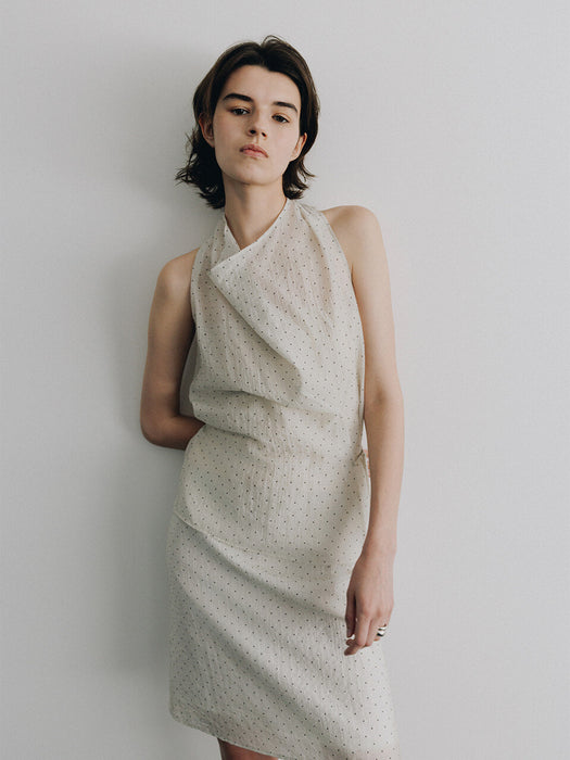 Loeuvre Dot Sheer Draped Halter Top