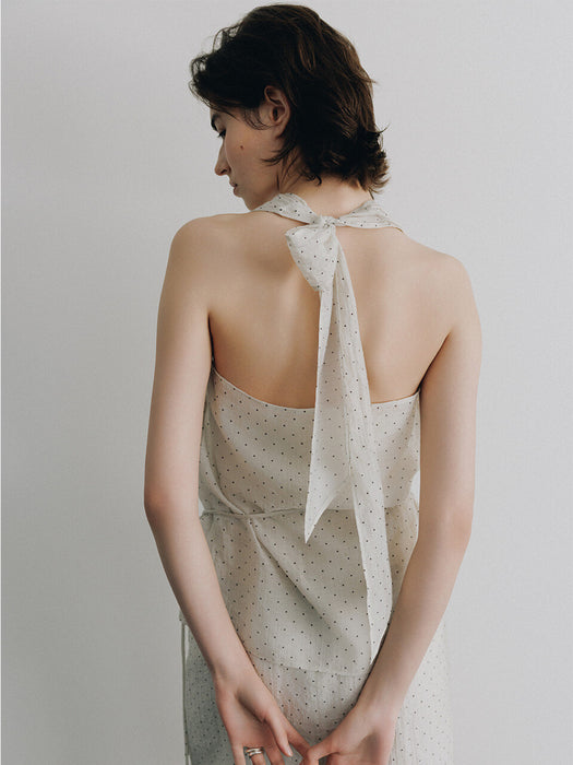 Loeuvre Dot Sheer Draped Halter Top