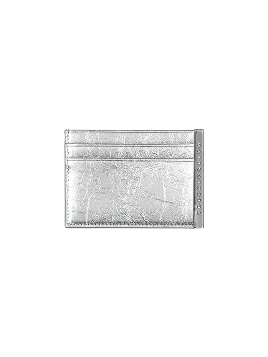 Wconcept_Treemingbird Slim Metal Bar Cowhide Leather Card Wallet [ Silver ]