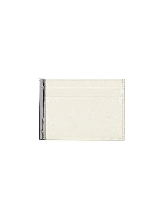 Wconcept_Treemingbird Slim Metal Bar Cowhide Leather Card Wallet [ Ivory ]