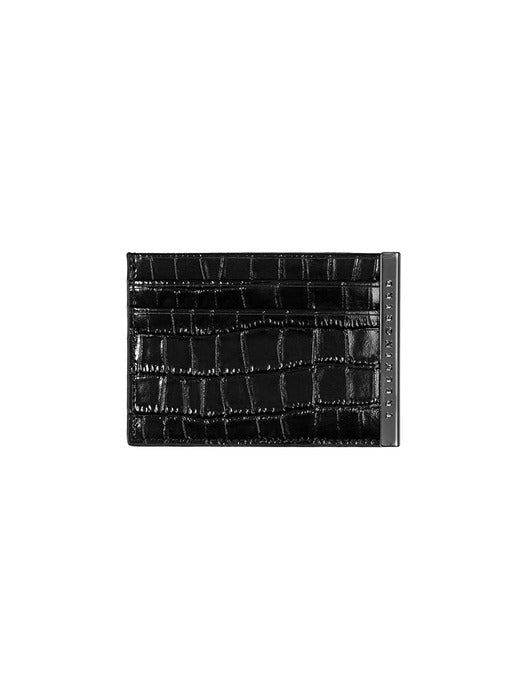 Wconcept_Treemingbird Slim Metal Bar Cowhide Leather Card Wallet [ Black ]