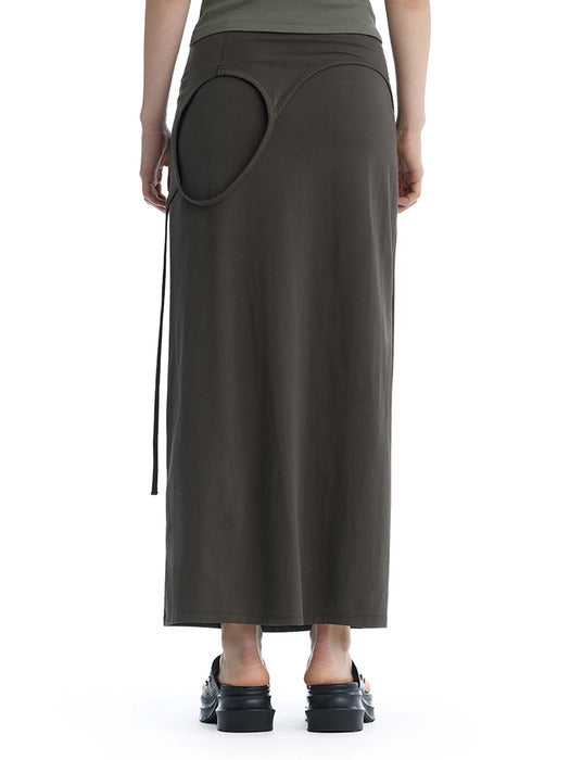 Wconcept_Treemingbird Double Layered Strap Maxi Skirt [ Charcoal ]