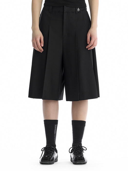 Wconcept_Treemingbird Rivet Detail Pleated Shorts [ Black ]