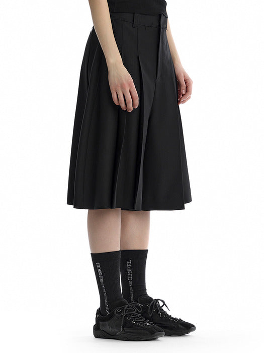 Wconcept_Treemingbird Rivet Detail Pleated Shorts [ Black ]